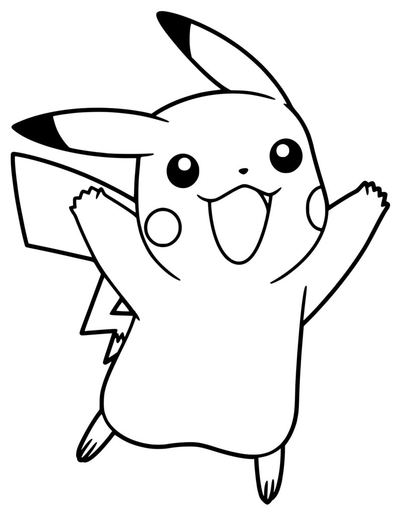 Disegno da colorare di Pikachu felice
