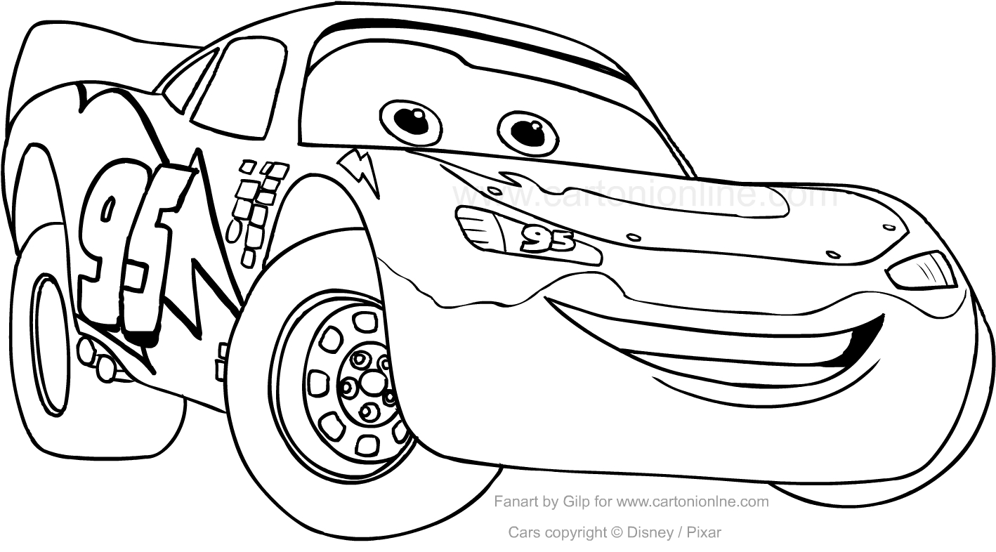 Ausmalbilder Lightning McQueen Car zum Drucken und Färben 