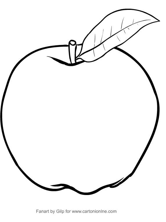 Ausmalbild Apfel zum Drucken und Frben
